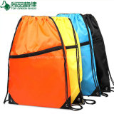Popular Nylon Polyester Drawstring Backpack Bag with Front Zipper Pocket