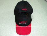 China Factory Produce Custom Logo Embroidered Black&Red Cotton Twill Baseball Cap with LED Light