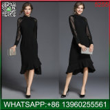2018 Hot Sale Black Fashion Dress with Long Lace Sleeves