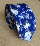Blue and White Floral Cotton Necktie