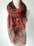 Red Color Polyester Scarf, Lady Fashion Shawls Fashion Accessories