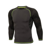 Black Long Sleeve Bodybuilding Rash Guard Compression Top Shirts for Athletic