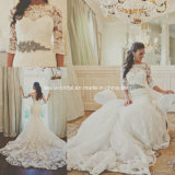3/4 Sleeves Lace Bridal Gown Arabic Dubai A-Line Wedding Dress H14653