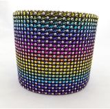Fashion Rainbow Color Decorative Poly Mesh Ribbon Hot Diamante Style Ribbon Wrap