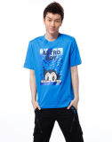 Men's Blue Leisure Printing Shirt Sleeve T Shirt