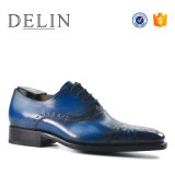 High Quality Men Fashion Breathable Blue Leather Shoes