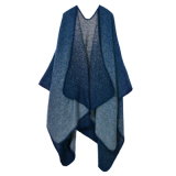 Women's Color Block Open Front Blanket Poncho Geometric Cashmere Cape Thick Warm Stole Throw Poncho Wrap Shawl (SP213)