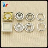 11mm Square Pearled Cap Metal Brass Prong Type Snap Press Button for Baby Clothes