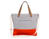 Ladies Stripe Canvas Beach Shoulder Shopping Reuseable Handbags Tote Bag