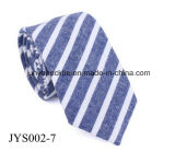 Classic Mens Blue White Striped Cotton Skinny Necktie Plain Dyed Tie