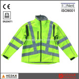 Safety Waterproof Yellow Hivis Tape Softshell Jacket