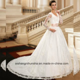 Applique V-Neck Long Sleeve Lace Ball Gowns Wedding Dresses Wd003