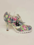 Ladies Colorful Mesh with Embriodery Sports Heel Shoe