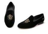 Embroidery Mens Velvet Loafers Casual Style Black Velvet Men Shoes
