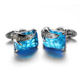 Fashion Man Jewelry Blue Diamonds Sliver Cool Cufflinks