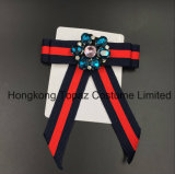 Latest Fashion Brooch for Sale Rhinestone Brooch for Women Costume Red and Blue Bowknot Brooch (EB06)