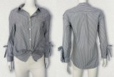 Women's Ls Stripe Shirts with Butterfly Knot