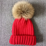 Fashion Beanies Knitted Hats with Fur POM Poms