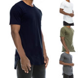 Sleeve Slim Cotton T-Shirt Stretchy Men Fashion Casual Short Round Neck T-Shirt
