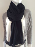 Lady Fashion Black Cashmere Knitted Scarf (YKY4387-1)