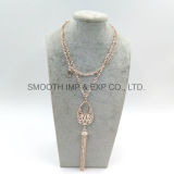 Fashion Long Plated Chain Alloy Tassel Pendant Sweater Necklace Jewelry