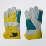 Cow Split Leather Doublle Green Palm Work Glove-3060.01