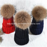 Ladies Winter Wool Hat Fur POM Hat, Cut Winter Hat