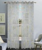 Printed White Color Voile Grommet Window Curtain