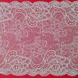 Ivory Mesh Lace Fabric Knitted Lace Garment Fabric Elastic Textile