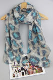 Polyester Printed Flower Scarves, Shawl for Girls Fashion Accessory Supplier
