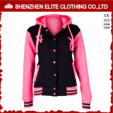 Custom Made Pink Pullover Baseball Jacket Hoodie for Women (ELTBQJ-540)