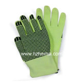 PVC Dots Cut Resistant Gloves Hi-Vis Green Safety Work Glove