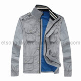 Hot Sale Gray 100% Polyester Men's Casual Jacket with Highneck (168JM)