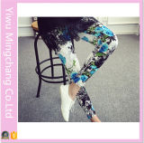 Girl's Plus Size High Elestic Printhed Flowers Pants