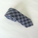 Fashion Check Design Blue Background White Stripe Woven Silk Neckties