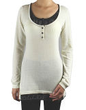 Women Knitted Round Neck Fashion Clothes with Buttons (L15-093)