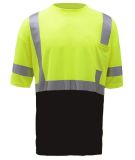 Fluorescent Hi-Vis Yellow-Green Short Sleeve Dry Fit Mesh safety T-Shirt