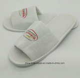 Rubber Printing Open Toe Terry Towel Hotel Disposalbe Slippers
