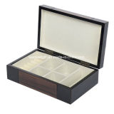 Dark Wood Travel Case Jewelry Box Hand Lined Sueded Fabric