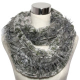 Lady Fashion Polyester Faux Fur Infinity Knitted Scarf (YKY4366)