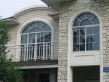 High Quality White Color PVC Sliding Window with Arched Top and Grill Design