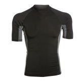 Black Short Sleeve Basketball Cycling Base Layer Compression Shirt with Good Quality