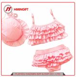 Three Sets Costume Swimsuit Girls Baby Princess Pink Multi-Layer Lotus Leaf Baby Bikini