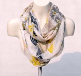 Women's Bamboo Printing Spring Autumn Summer Woven Beach Cover Shawl Scarf Loop Snood (SW126)