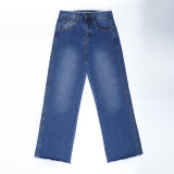 Light Blue Lady Denim Jeans with Loose Leg (HDLJ0049-18)