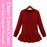 Fashion Red Long Sleeve Knitwear Sweater