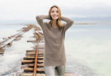 Women's Cashmere Sweater with V-Neck (13brdw132)