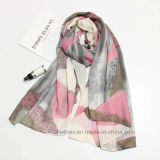 Abstract Silk Screen Printing Large Polyester Chiffon Scarf (Hz223)