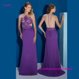 Sleeveless Lace Applique and Transparent Back A Line Evening Dress
