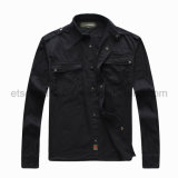 Black 100% Cotton Men's Casual Shirt Jacket (JP1908)